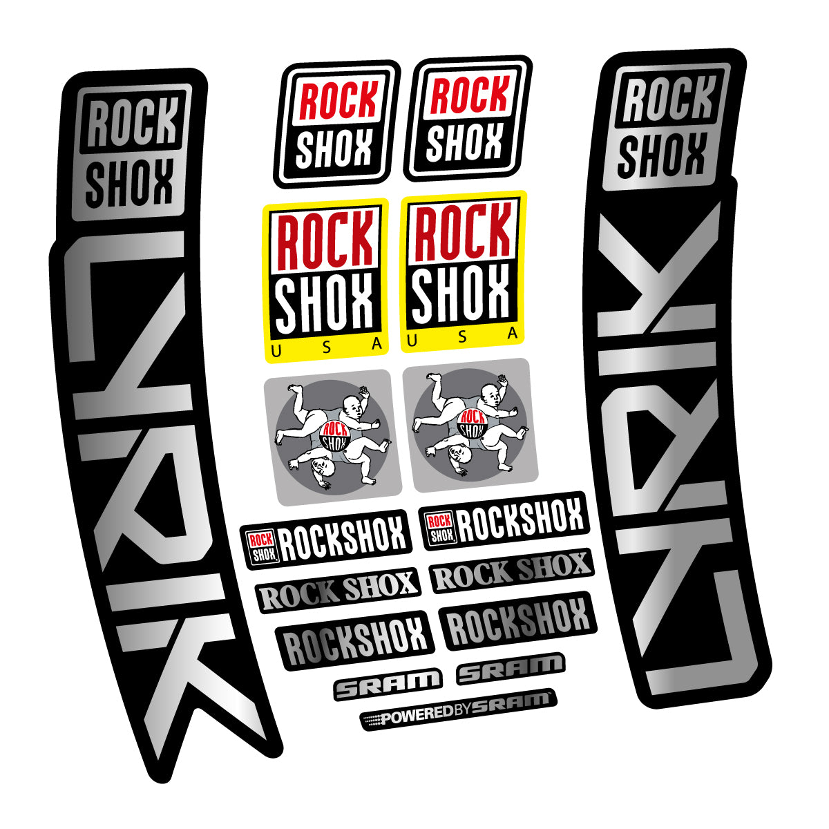 Stickers for RockShox Lyrik 2027, Fork vinyl decals - Chrome Silver