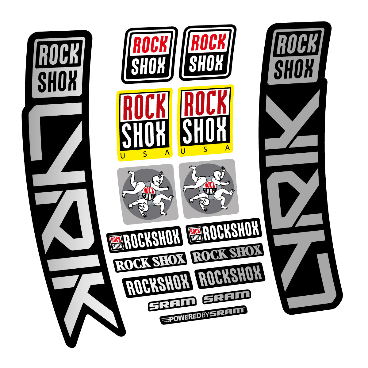 Stickers for RockShox Lyrik 2027, Fork vinyl decals - Light Silver