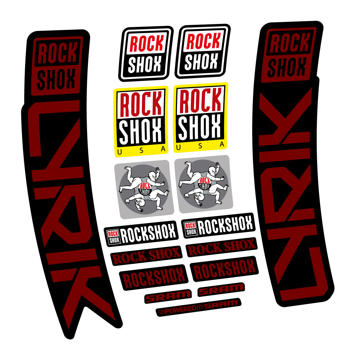 Stickers for RockShox Lyrik 2027, Fork vinyl decals - Very Dark Red