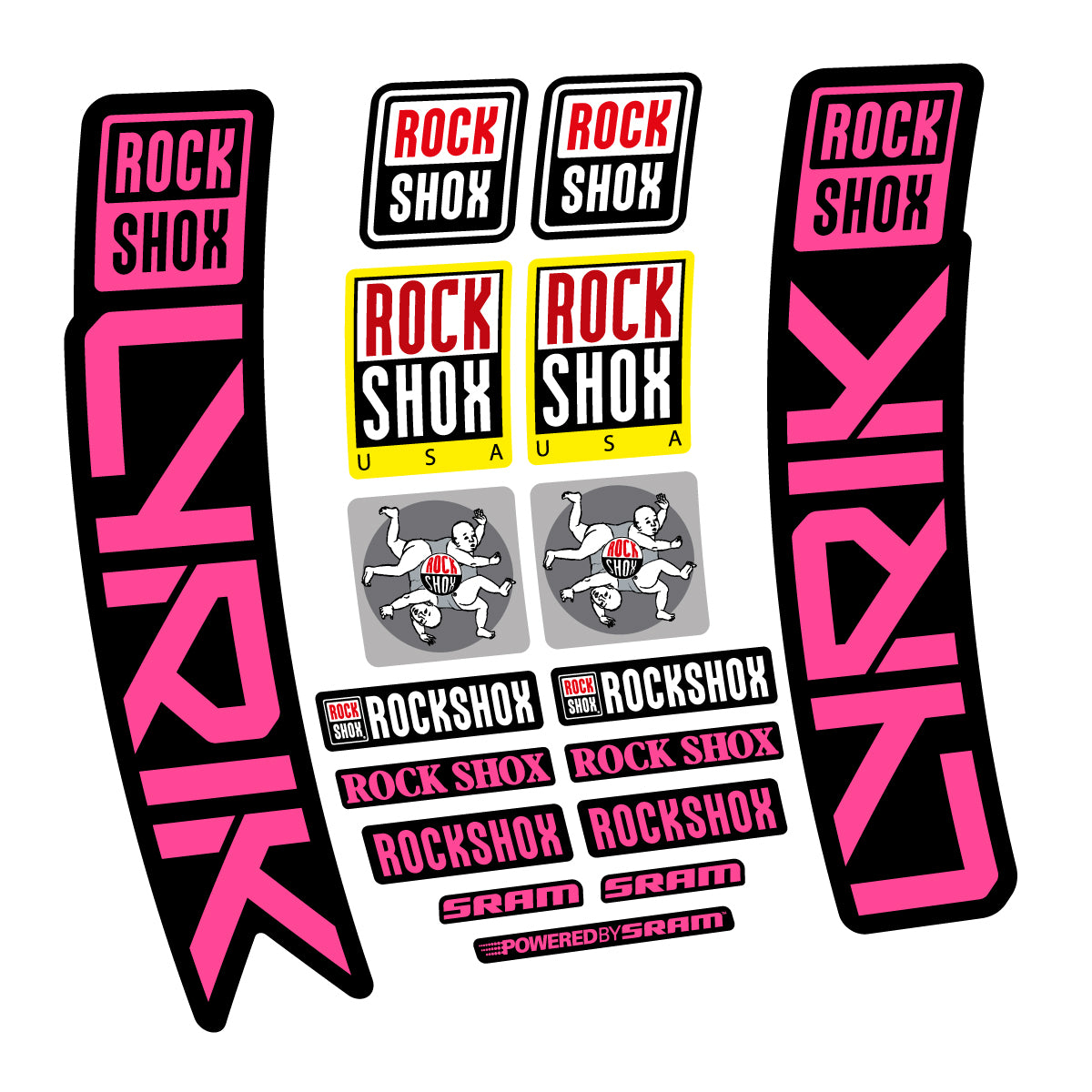 Stickers for RockShox Lyrik 2027, Fork vinyl decals - Bubblegum Pink
