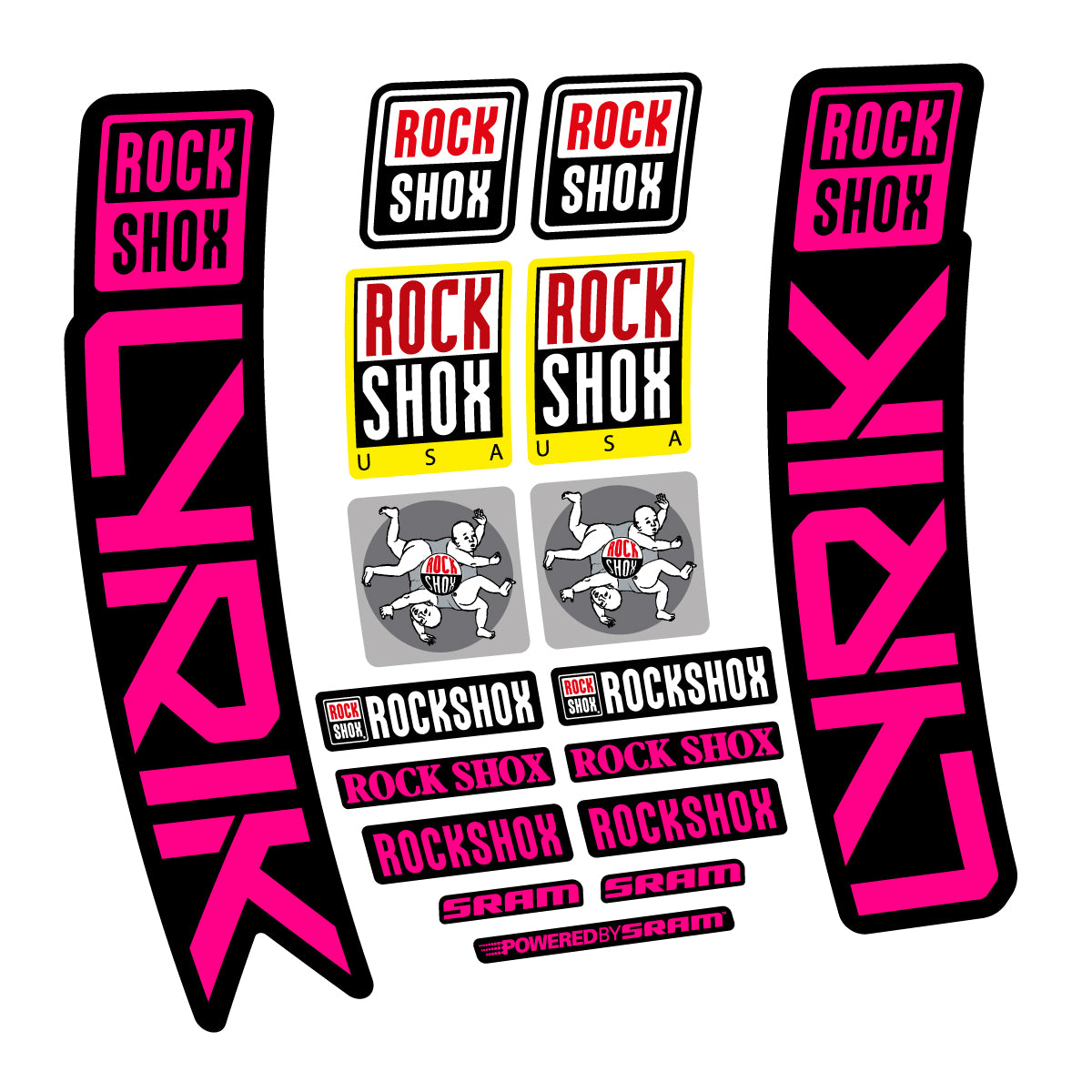 Stickers for RockShox Lyrik 2027, Fork vinyl decals - Neon Pink