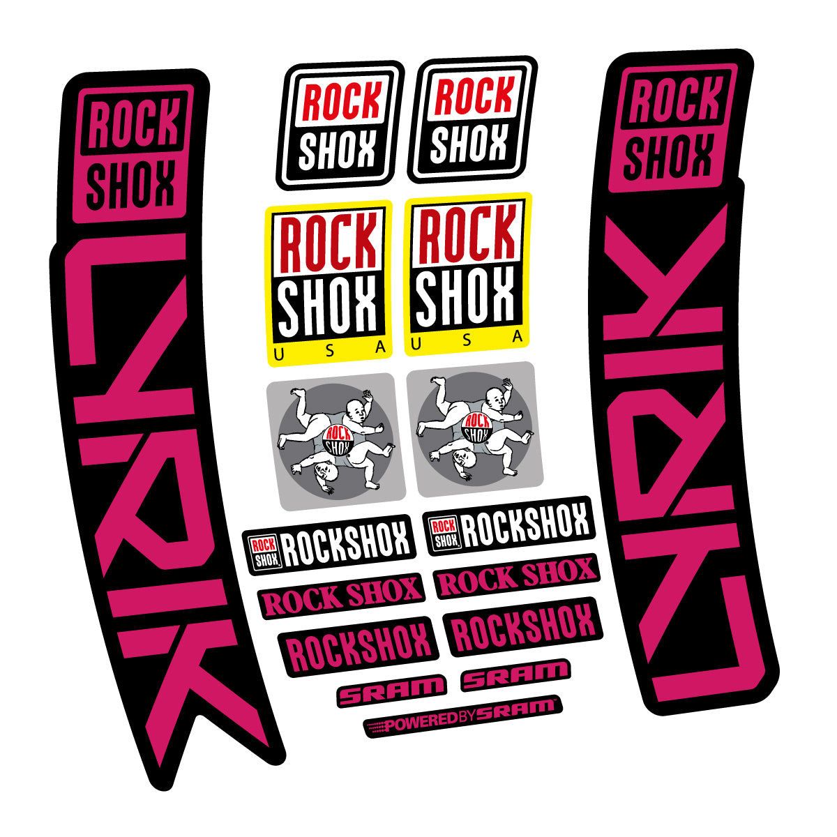 Stickers for RockShox Lyrik 2027, Fork vinyl decals - Dark Pink