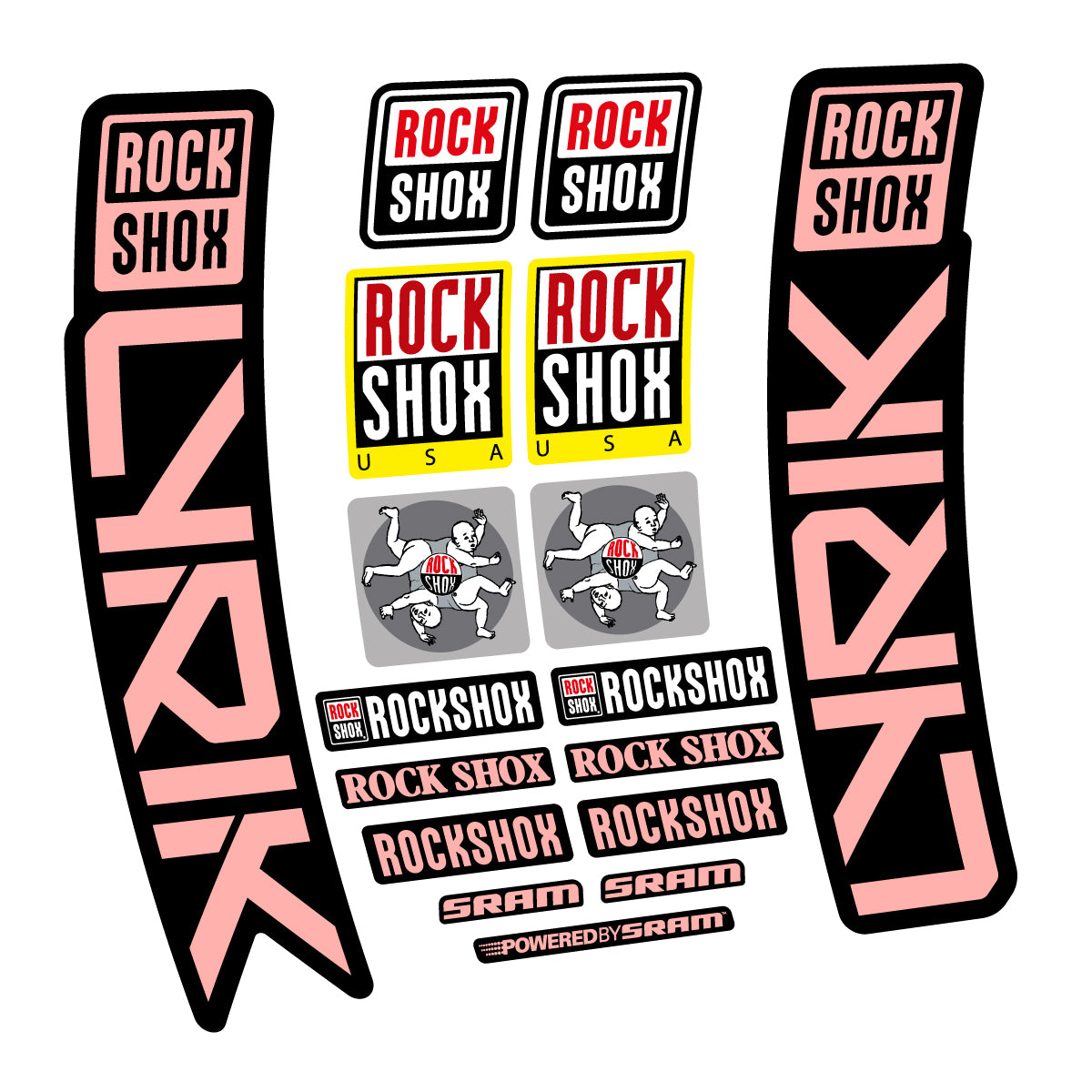 Stickers for RockShox Lyrik 2027, Fork vinyl decals - Salmon Pink