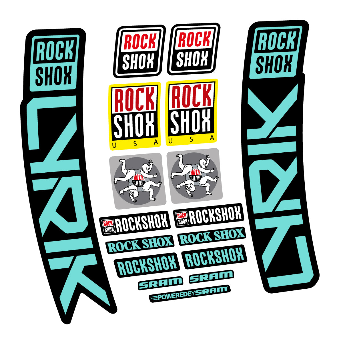Stickers for RockShox Lyrik 2027, Fork vinyl decals - Blue Green