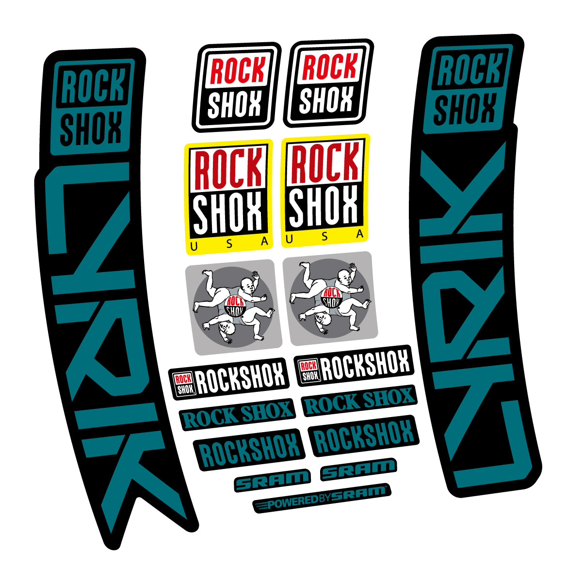 Stickers for RockShox Lyrik 2027, Fork vinyl decals - Dark Turquoise
