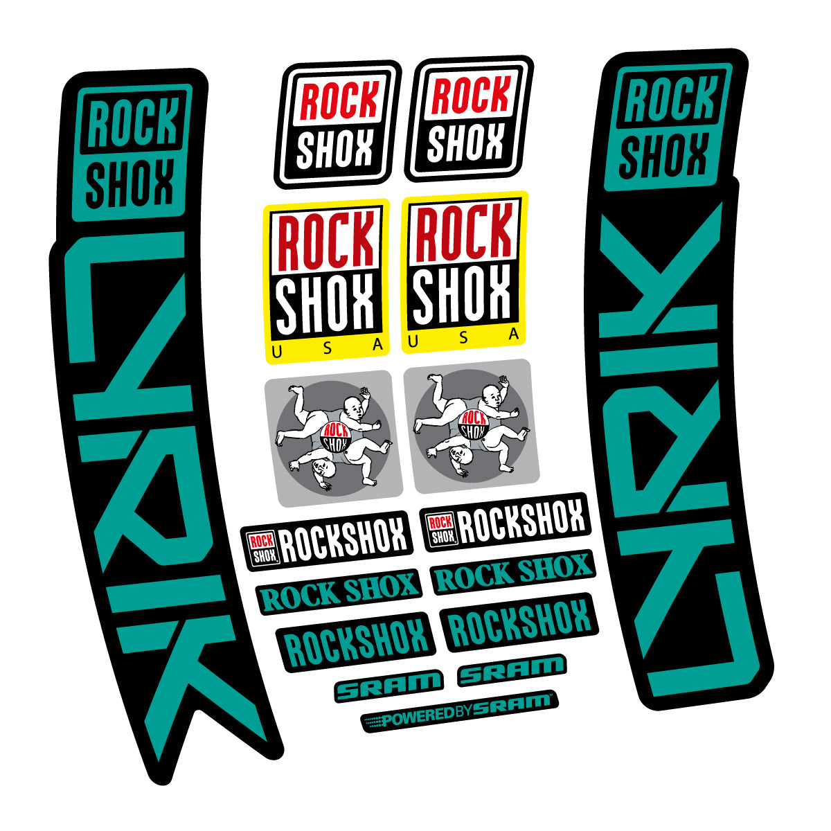 Stickers for RockShox Lyrik 2027, Fork vinyl decals - Petrol Turquoise