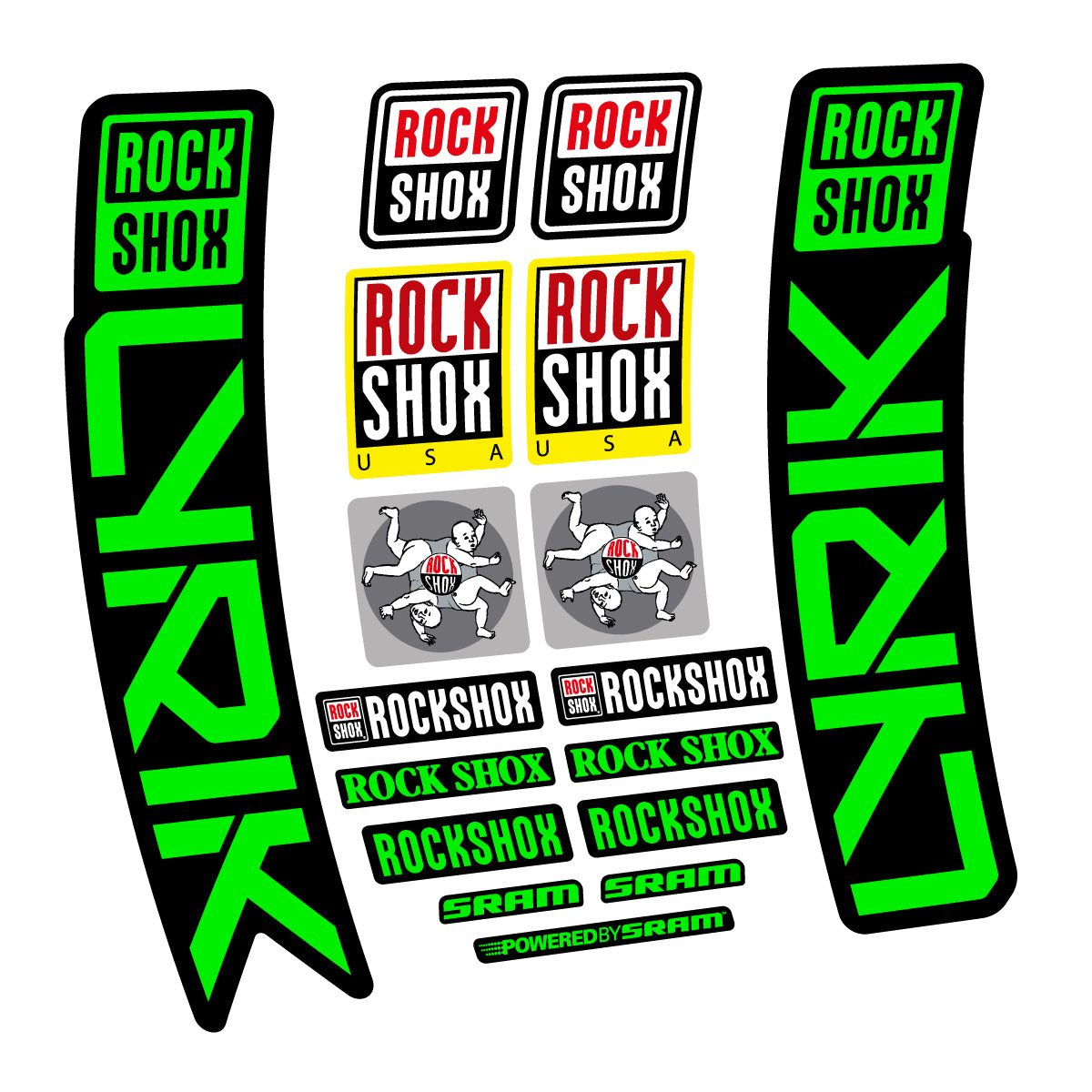 Stickers for RockShox Lyrik 2027, Fork vinyl decals - Neon Green