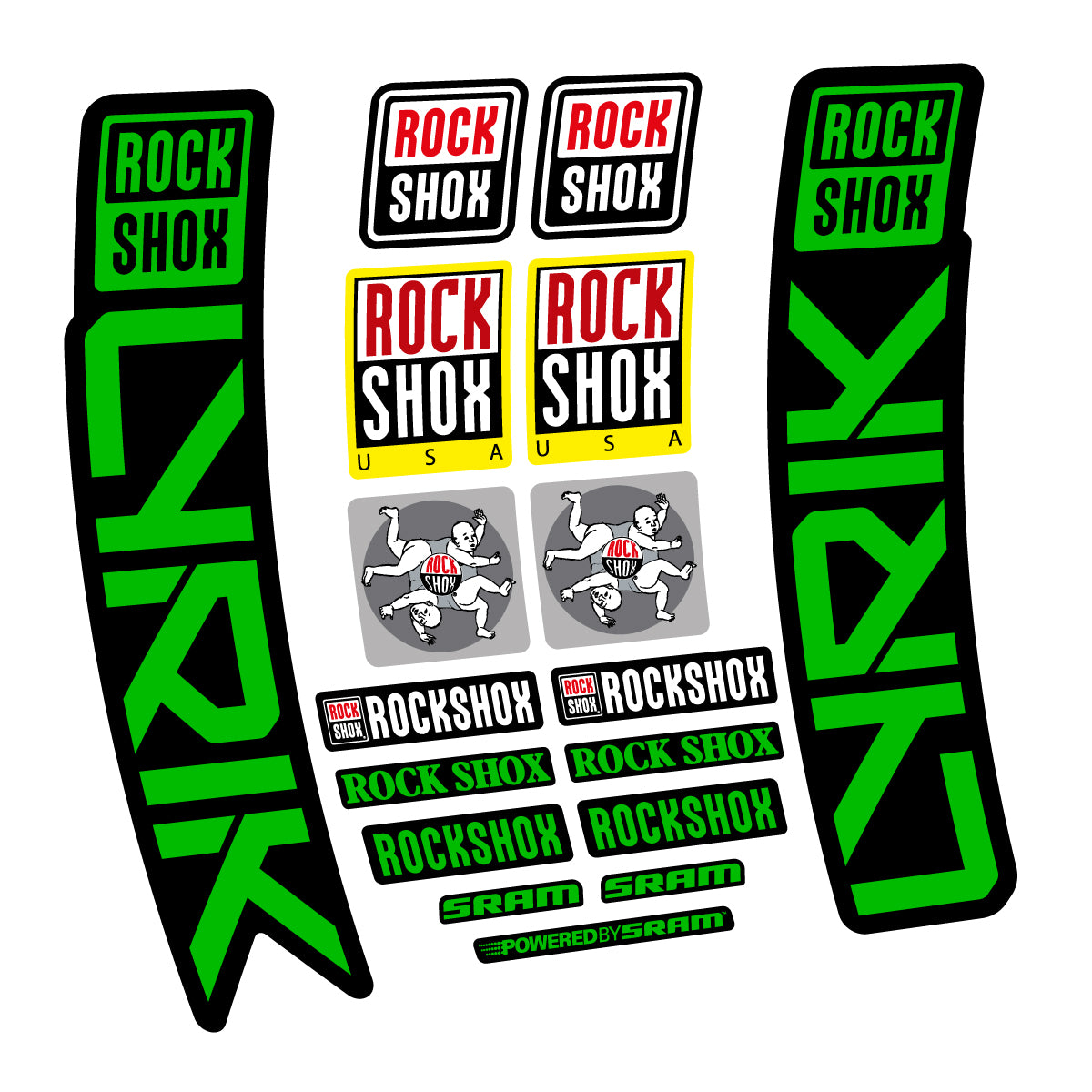 Stickers for RockShox Lyrik 2027, Fork vinyl decals - Grass Green