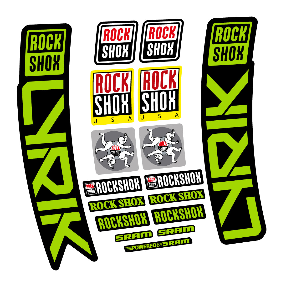 Stickers for RockShox Lyrik 2027, Fork vinyl decals - Lime Green