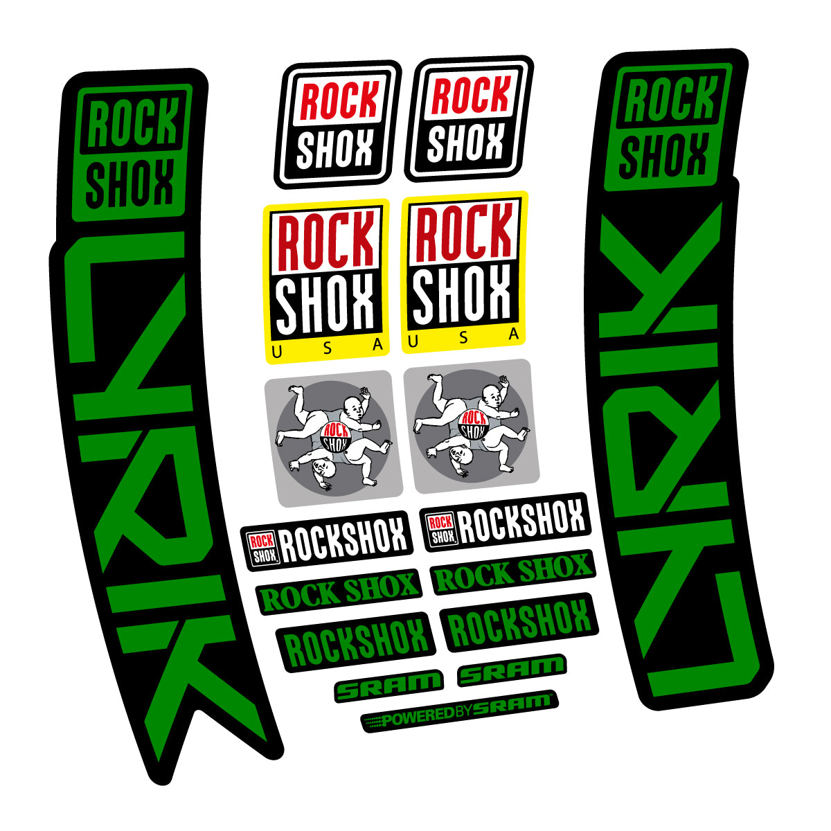 Stickers for RockShox Lyrik 2027, Fork vinyl decals - Medium Green