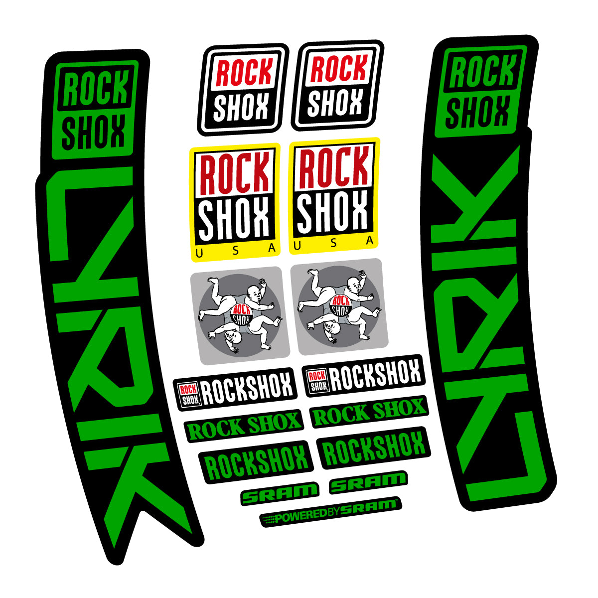 Stickers for RockShox Lyrik 2027, Fork vinyl decals - Green