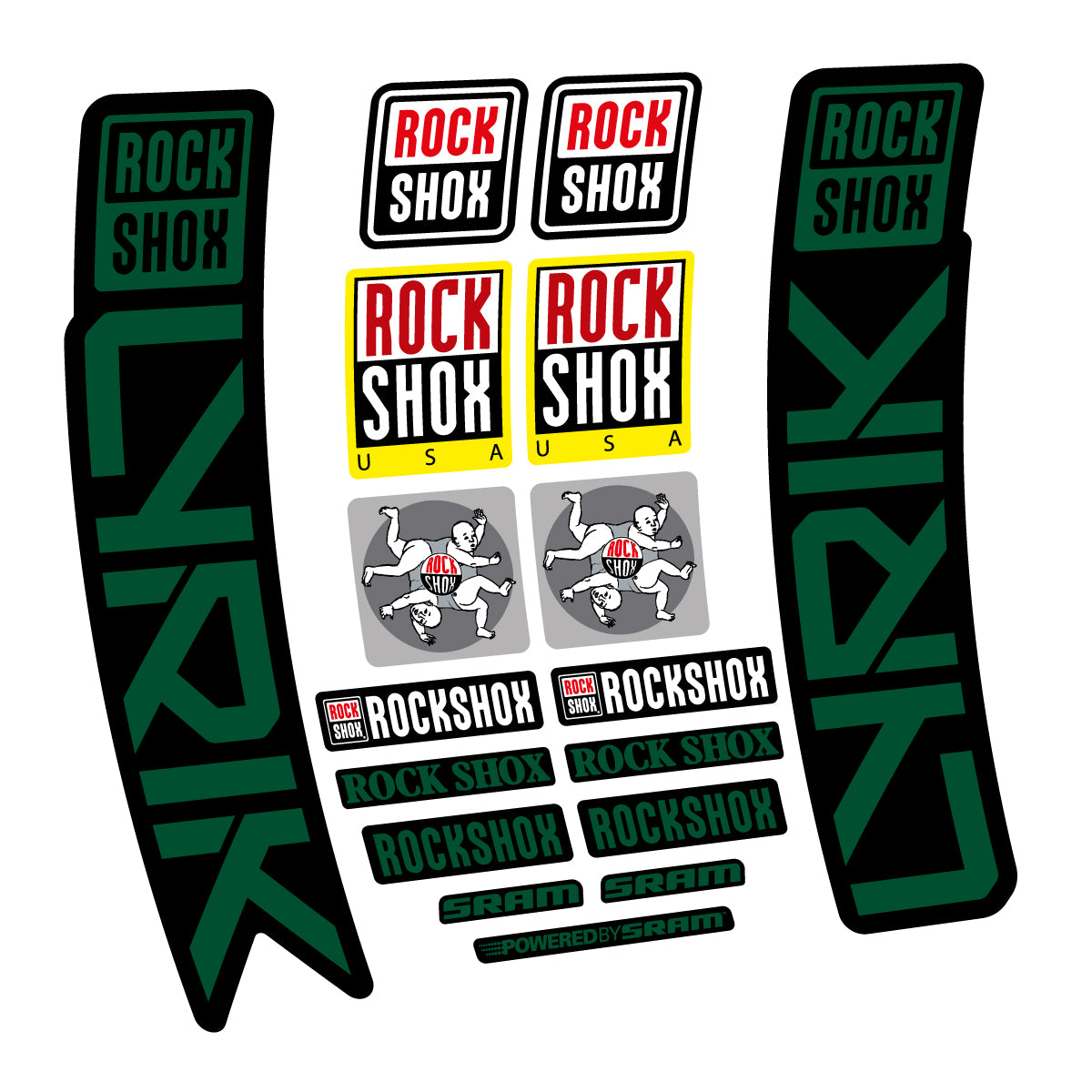 Stickers for RockShox Lyrik 2027, Fork vinyl decals - Dark Green