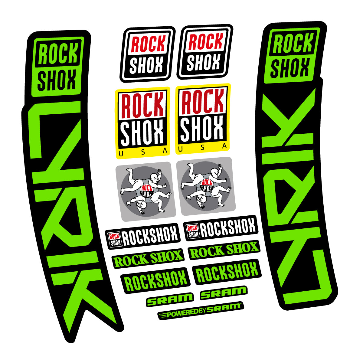 Stickers for RockShox Lyrik 2027, Fork vinyl decals - Apple Green