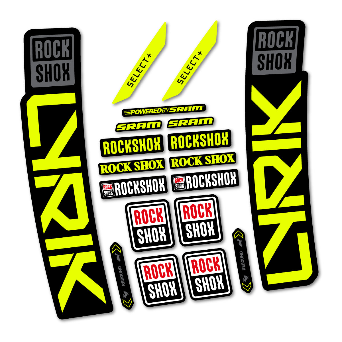 Stickers for RockShox Lyrik Select 2027, Fork vinyl decals - Neon Yellow