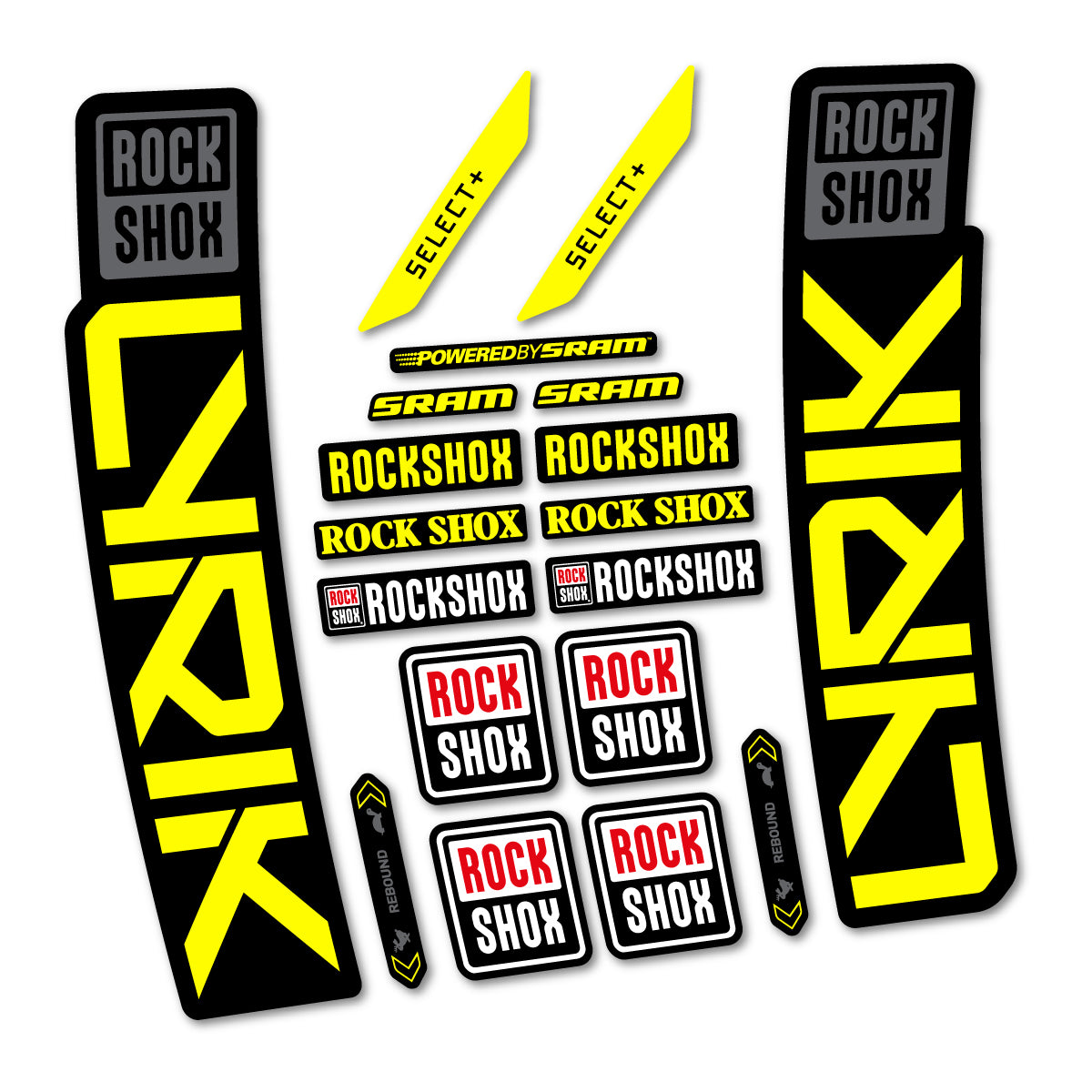 Stickers for RockShox Lyrik Select 2027, Fork vinyl decals - Lemon Yellow