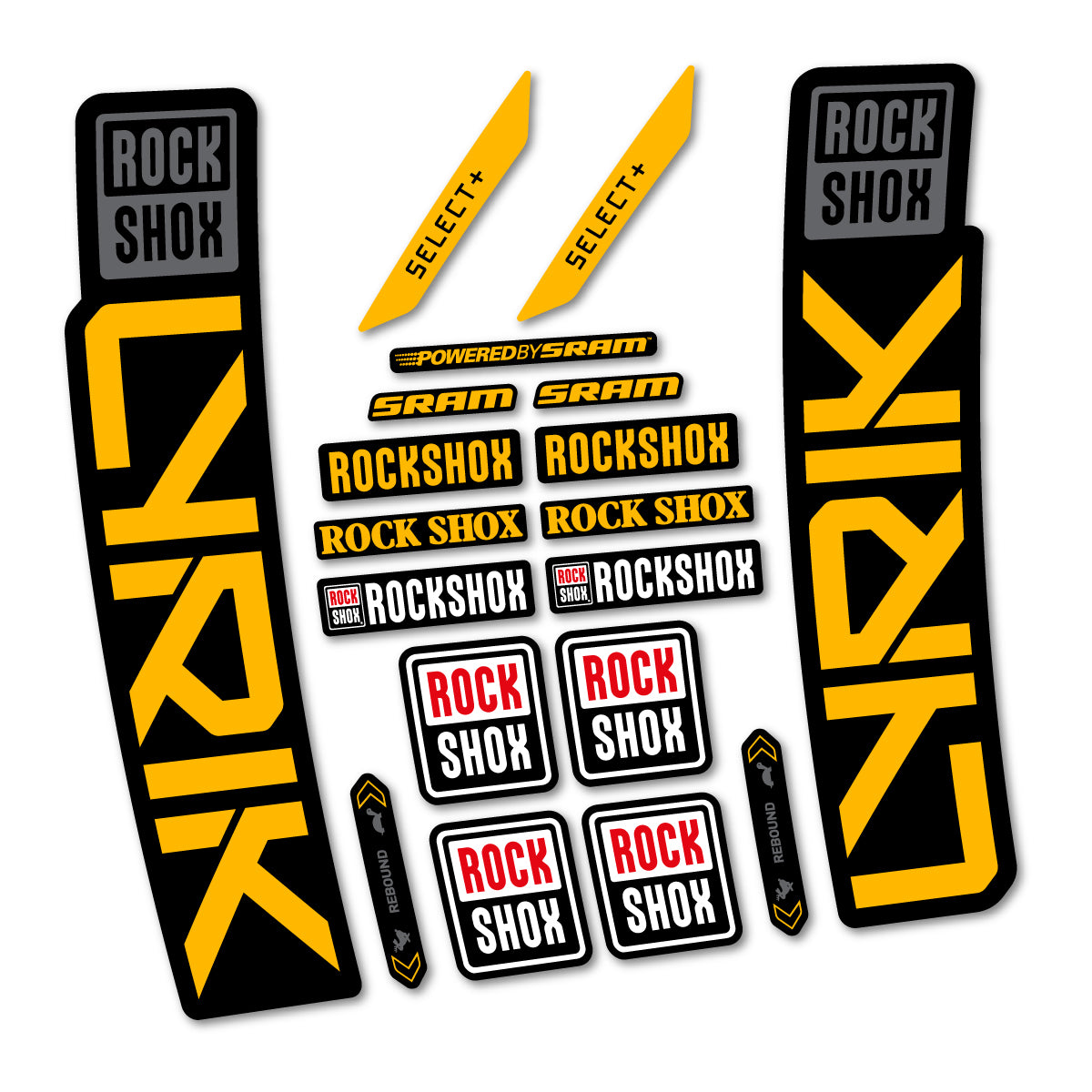Stickers for RockShox Lyrik Select 2027, Fork vinyl decals - Medium Yellow
