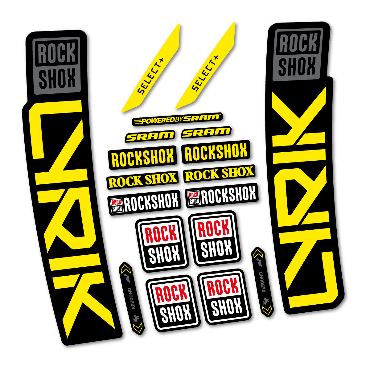 Stickers for RockShox Lyrik Select 2027, Fork vinyl decals - Yellow