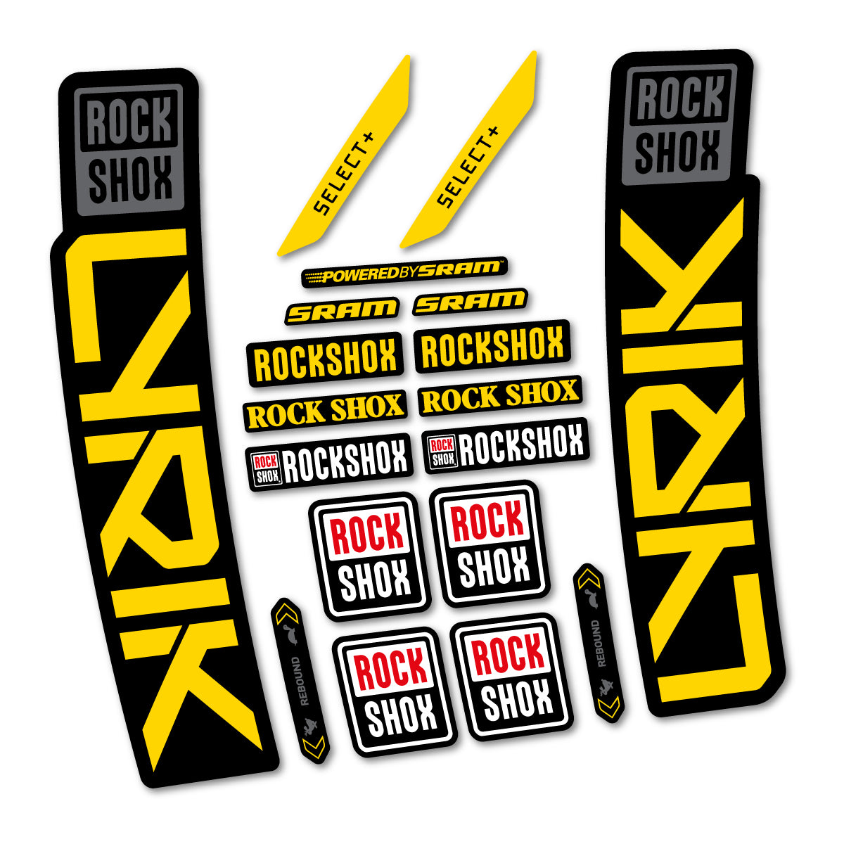 Stickers for RockShox Lyrik Select 2027, Fork vinyl decals - Banana Yellow