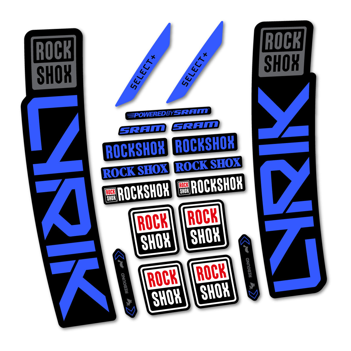 Stickers for RockShox Lyrik Select 2027, Fork vinyl decals - Medium Blue