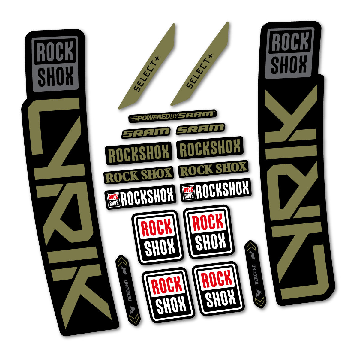 Stickers for RockShox Lyrik Select 2027, Fork vinyl decals - Khaki