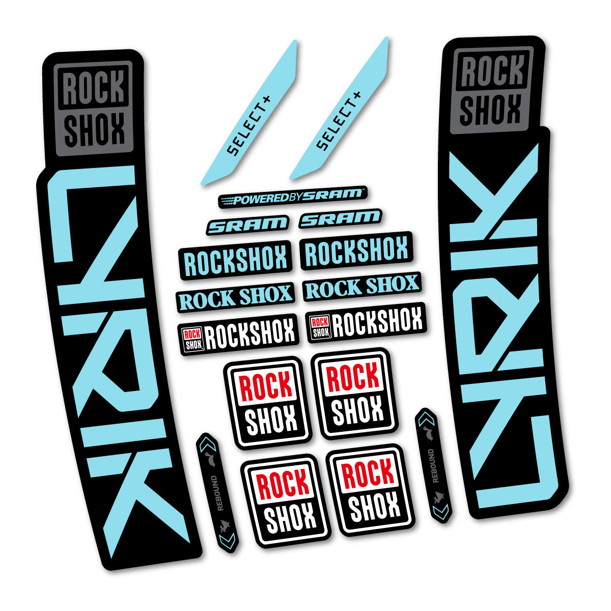Stickers for RockShox Lyrik Select 2027, Fork vinyl decals - Sky Blue