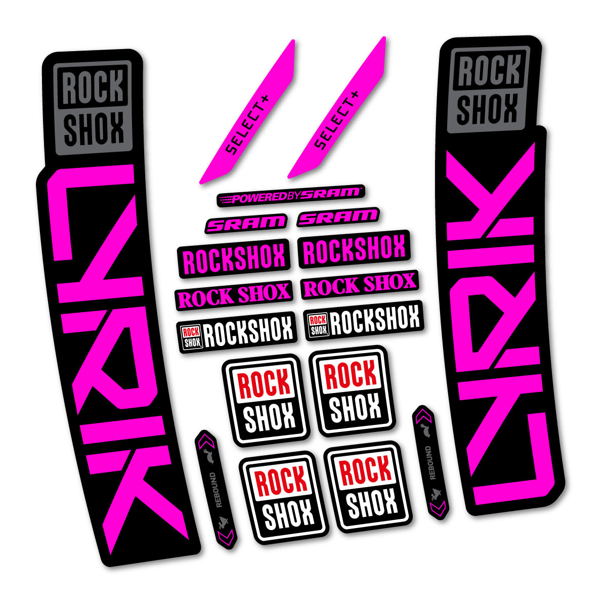 Stickers for RockShox Lyrik Select 2027, Fork vinyl decals - Fuchsia Neon