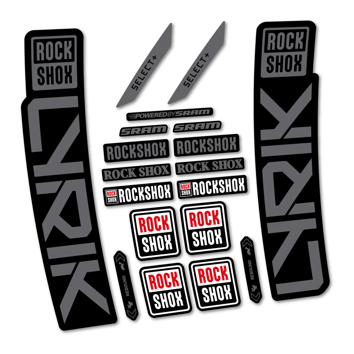 Stickers for RockShox Lyrik Select 2027, Fork vinyl decals - Medium Grey