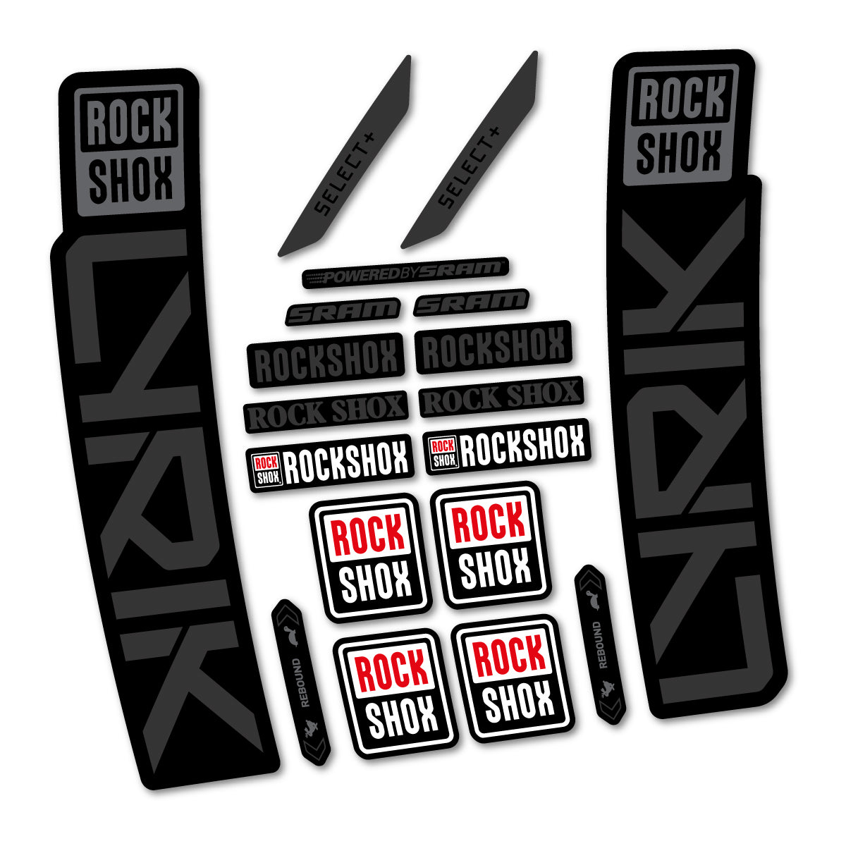 Stickers for RockShox Lyrik Select 2027, Fork vinyl decals - Very Dark Grey