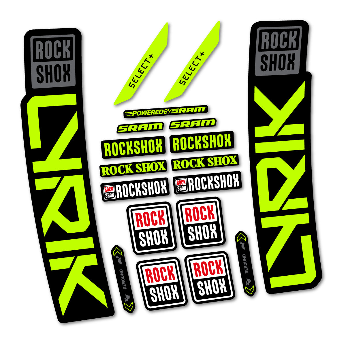 Stickers for RockShox Lyrik Select 2027, Fork vinyl decals - Lime Neon