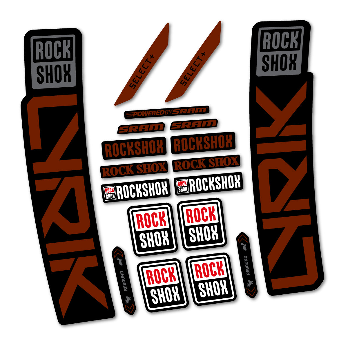 Stickers for RockShox Lyrik Select 2027, Fork vinyl decals - Brown