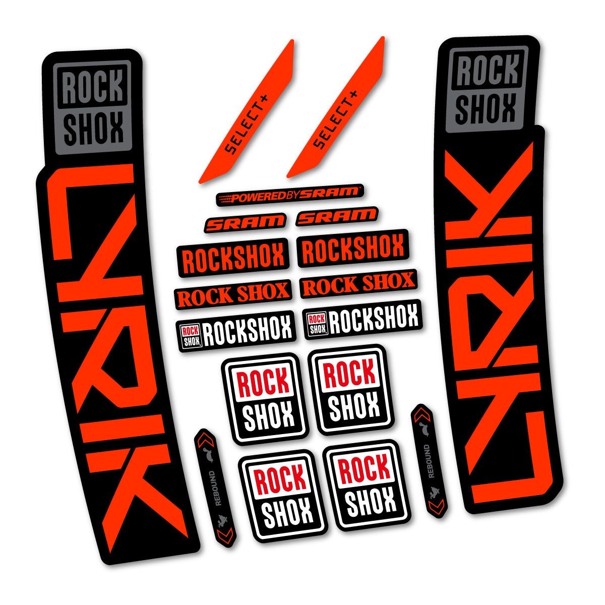 Stickers for RockShox Lyrik Select 2027, Fork vinyl decals - Luminous Orange