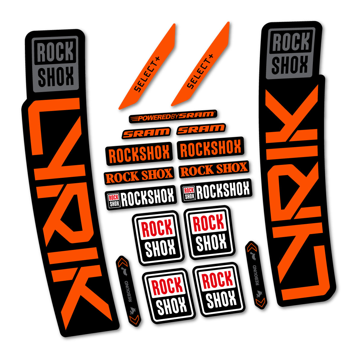 Stickers for RockShox Lyrik Select 2027, Fork vinyl decals - Orange