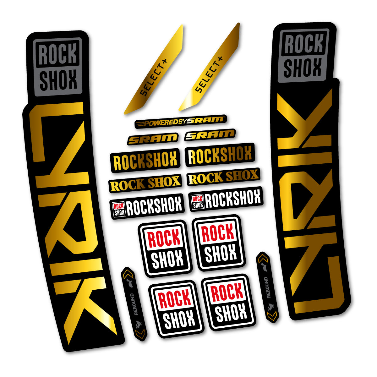 Stickers for RockShox Lyrik Select 2027, Fork vinyl decals - Chrome Gold