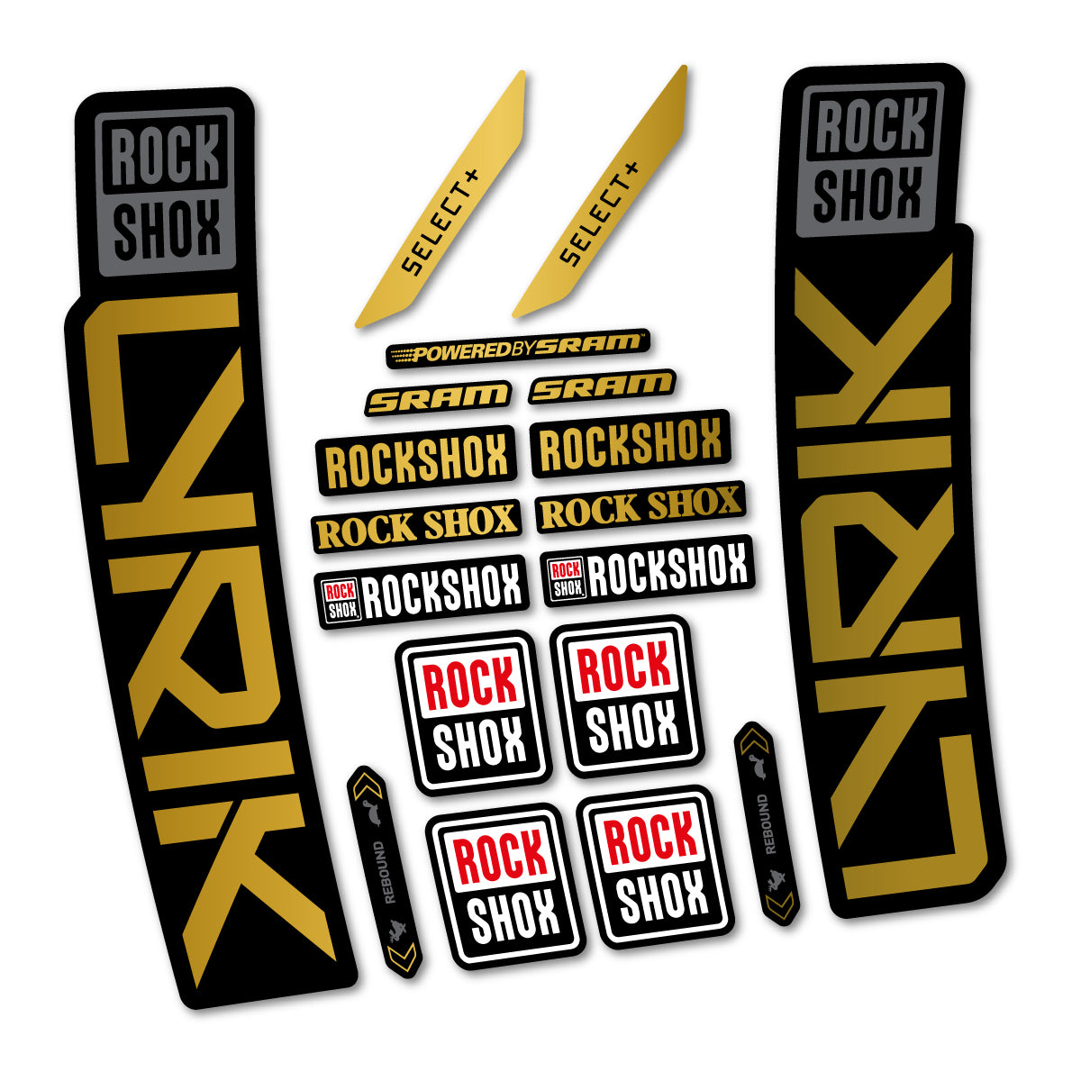 Stickers for RockShox Lyrik Select 2027, Fork vinyl decals - Gold