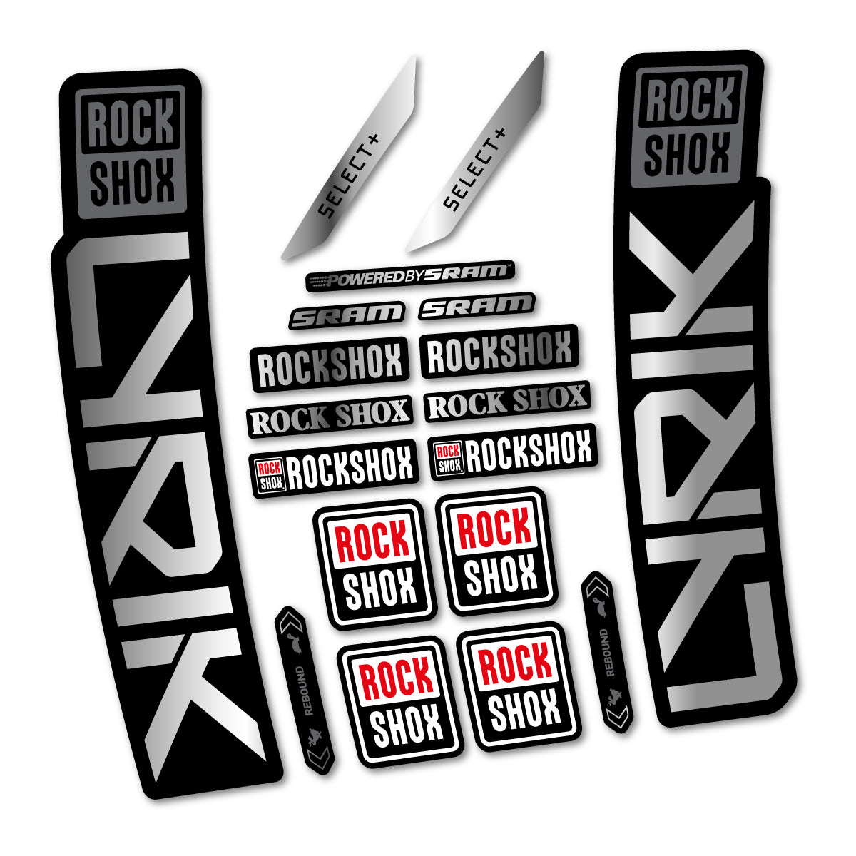 Stickers for RockShox Lyrik Select 2027, Fork vinyl decals - Chrome Silver