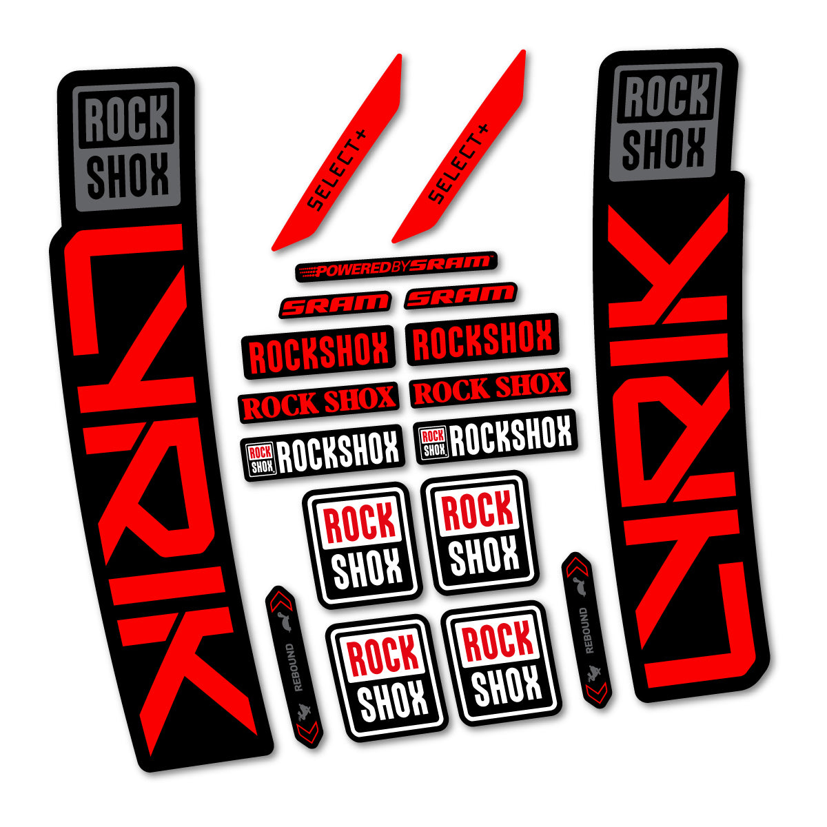 Stickers for RockShox Lyrik Select 2027, Fork vinyl decals - Orange Red