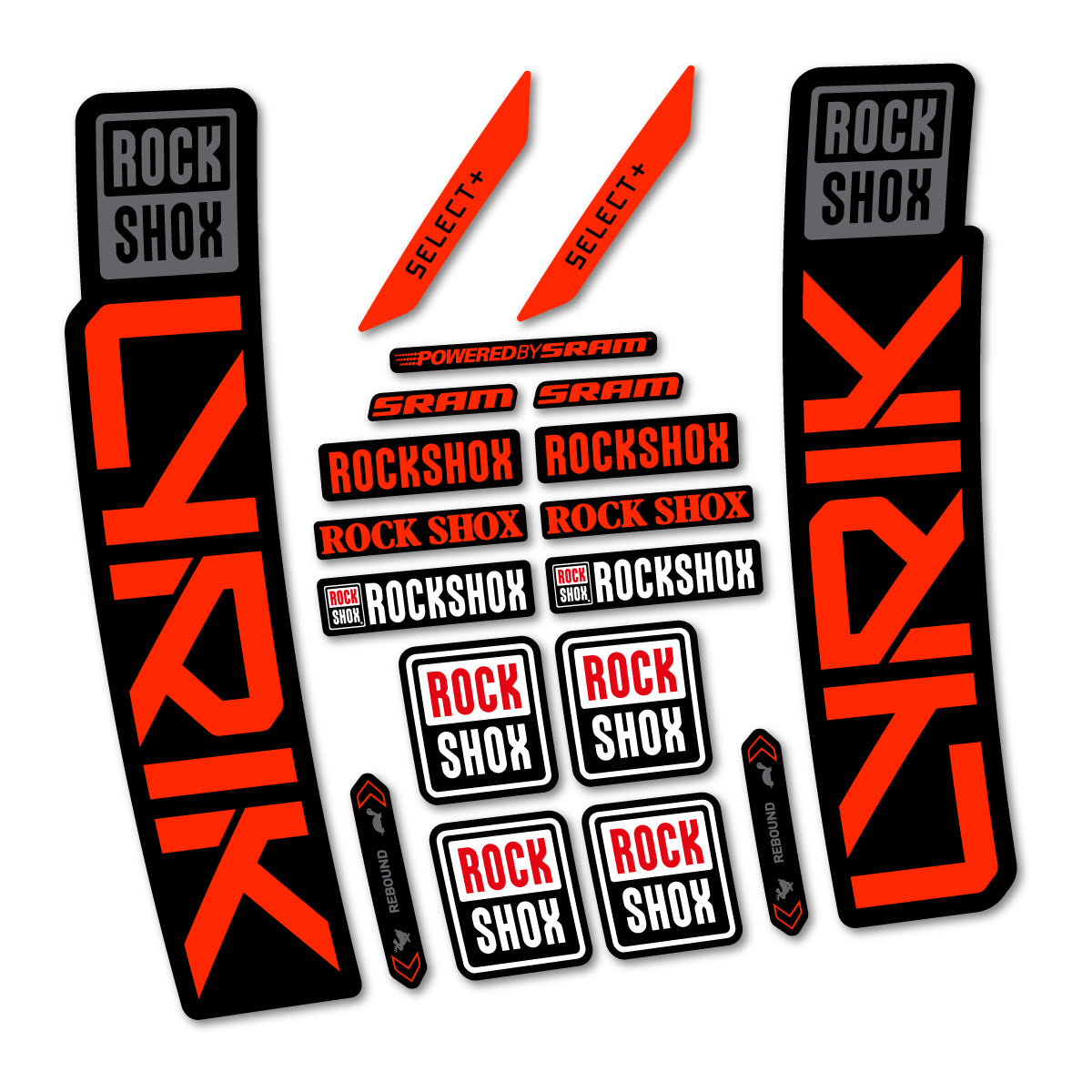 Stickers for RockShox Lyrik Select 2027, Fork vinyl decals - Neon Red