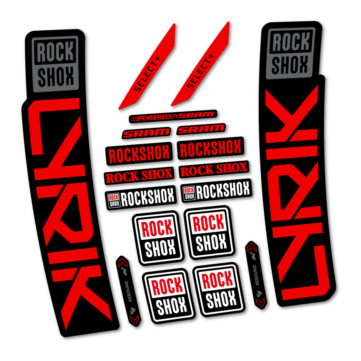 Stickers for RockShox Lyrik Select 2027, Fork vinyl decals - Red