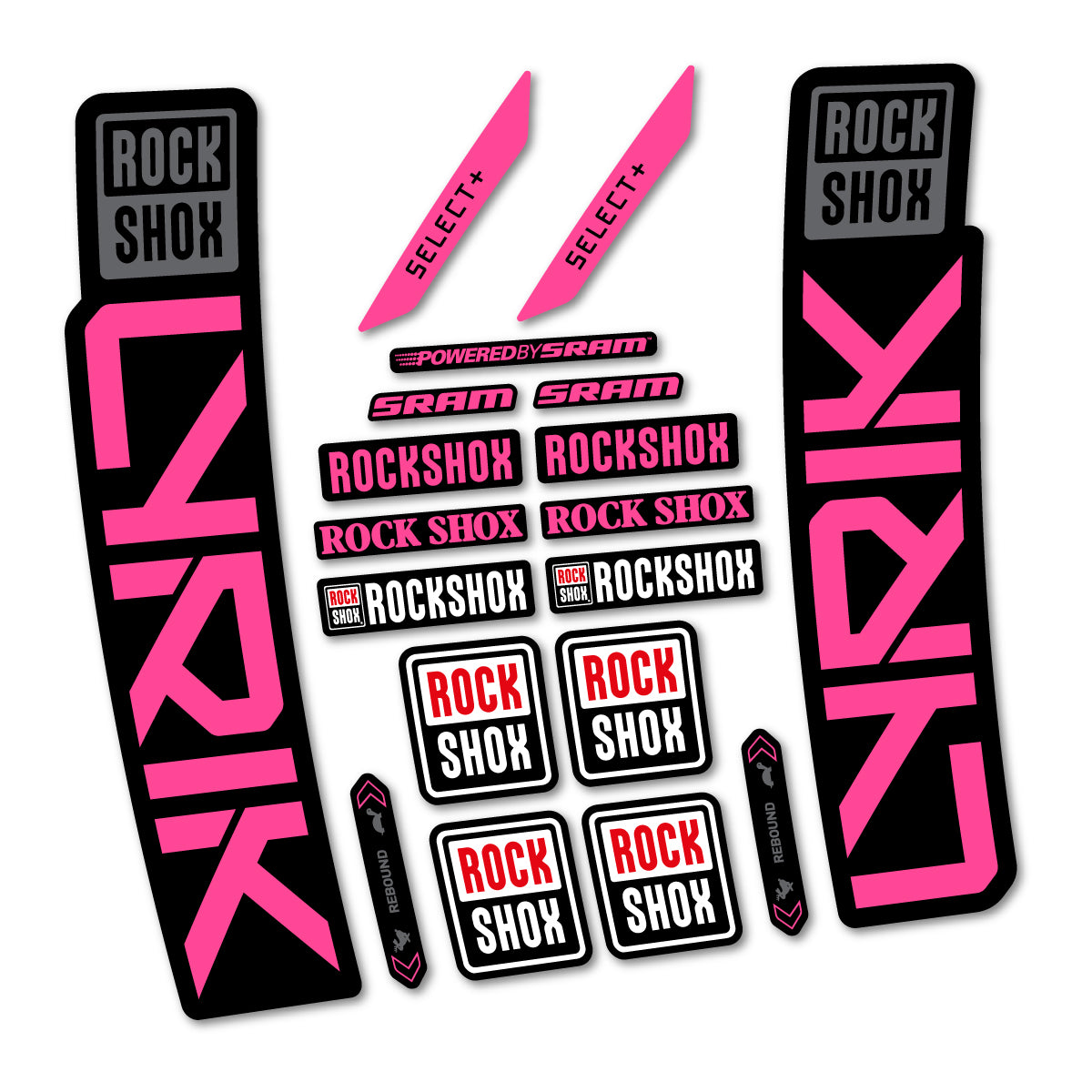 Stickers for RockShox Lyrik Select 2027, Fork vinyl decals - Bubblegum Pink