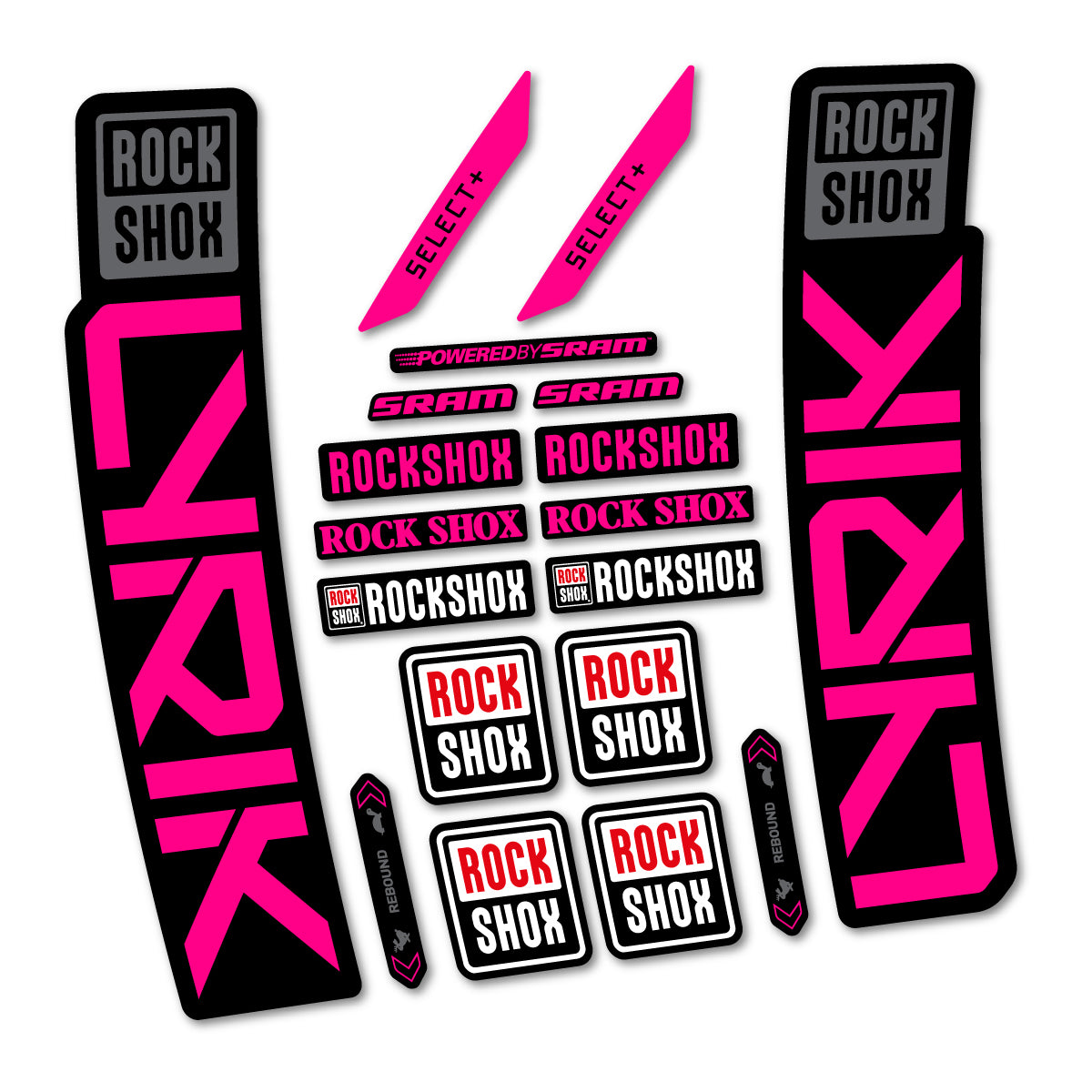 Stickers for RockShox Lyrik Select 2027, Fork vinyl decals - Neon Pink