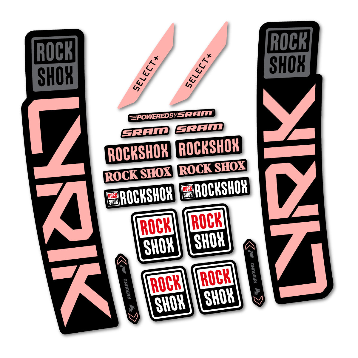 Stickers for RockShox Lyrik Select 2027, Fork vinyl decals - Salmon Pink