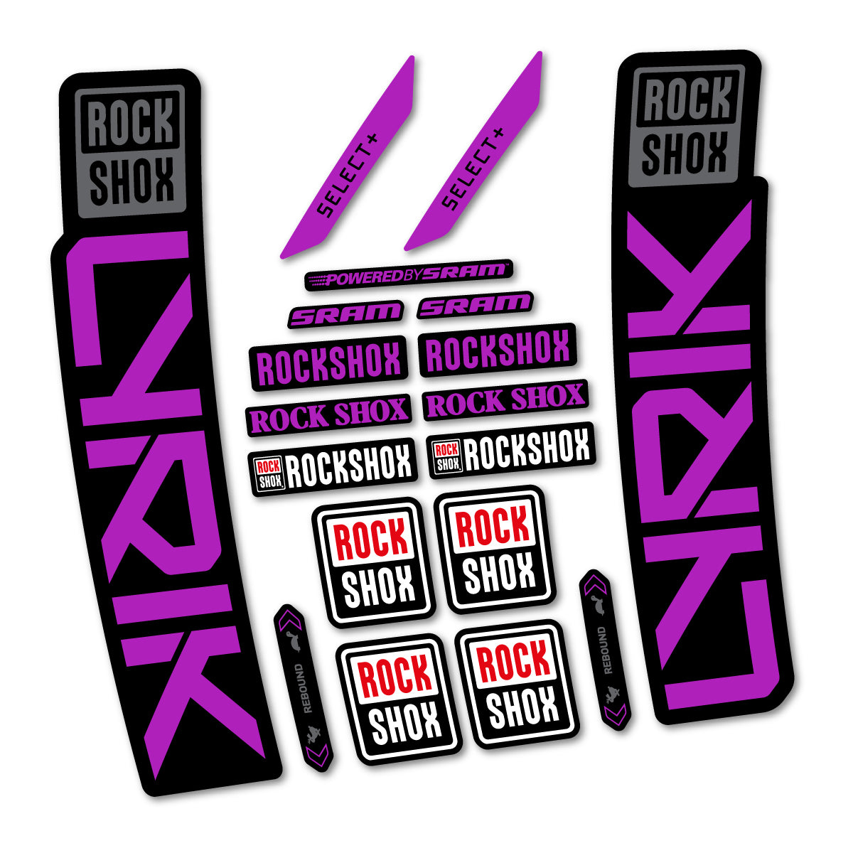 Stickers for RockShox Lyrik Select 2027, Fork vinyl decals - Violet Pink