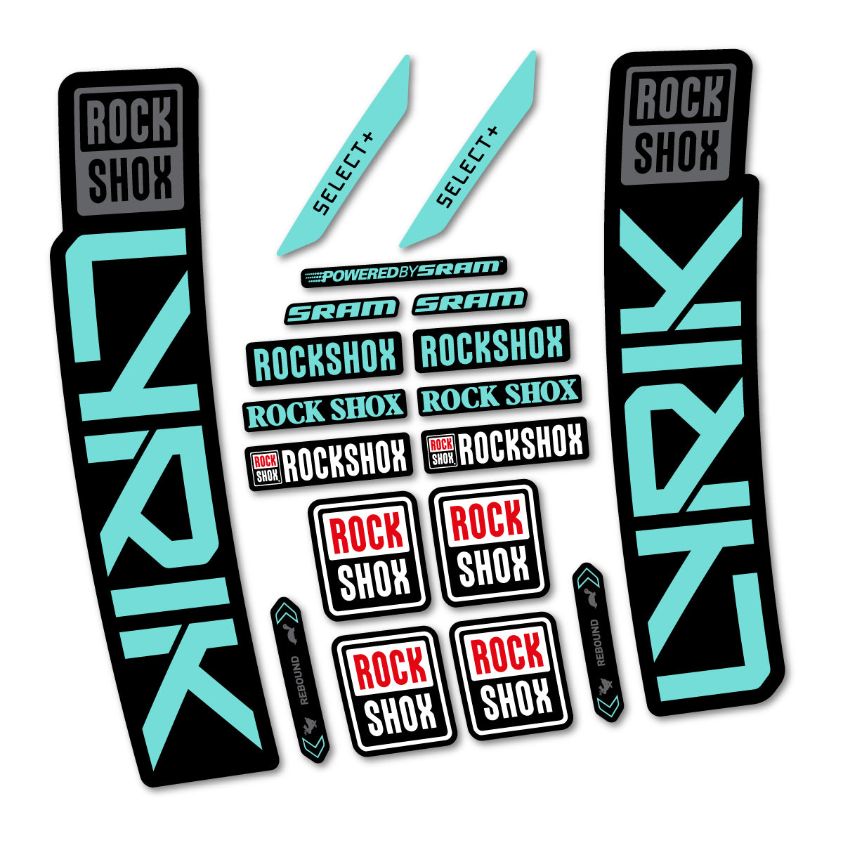 Stickers for RockShox Lyrik Select 2027, Fork vinyl decals - Blue Green
