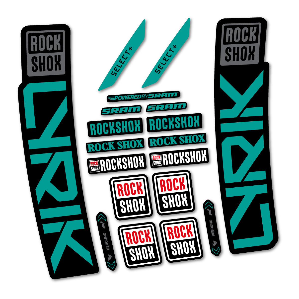 Stickers for RockShox Lyrik Select 2027, Fork vinyl decals - Petrol Turquoise