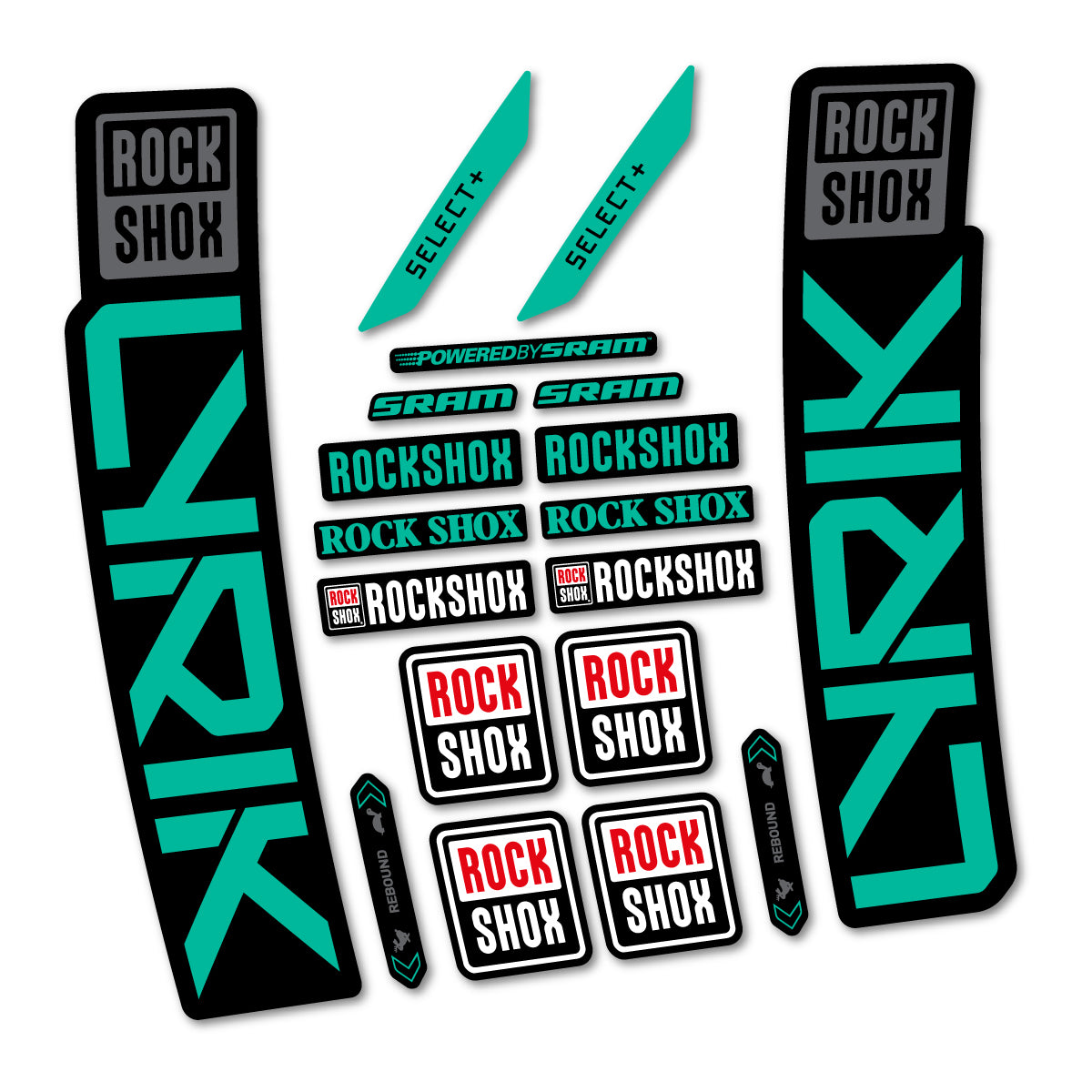 Stickers for RockShox Lyrik Select 2027, Fork vinyl decals - Green Turquoise