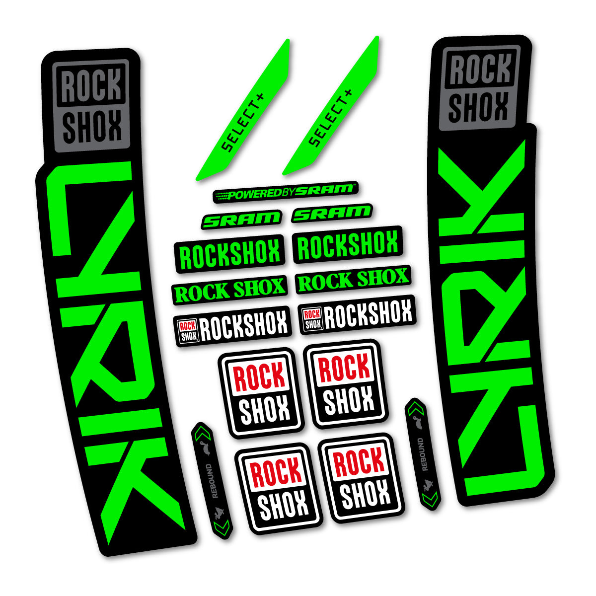 Stickers for RockShox Lyrik Select 2027, Fork vinyl decals - Neon Green
