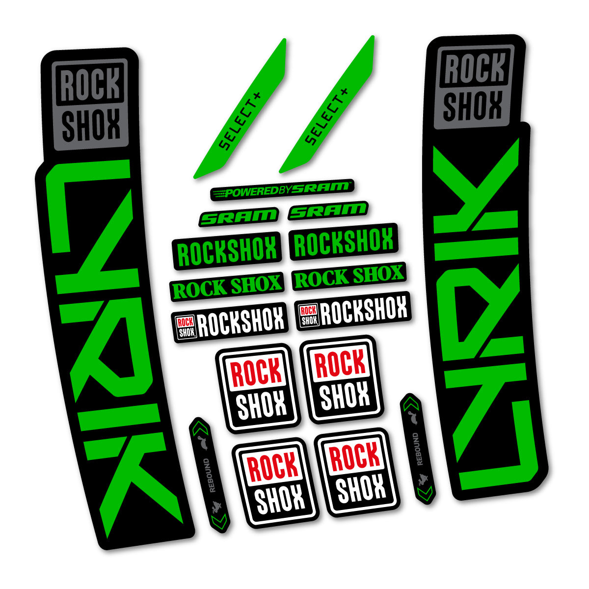 Stickers for RockShox Lyrik Select 2027, Fork vinyl decals - Grass Green