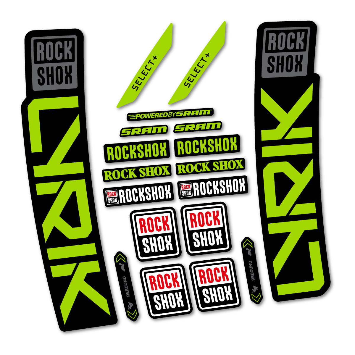 Stickers for RockShox Lyrik Select 2027, Fork vinyl decals - Lime Green