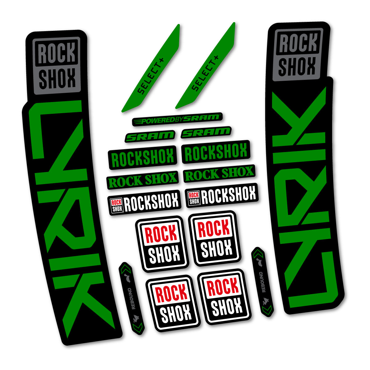 Stickers for RockShox Lyrik Select 2027, Fork vinyl decals - Medium Green