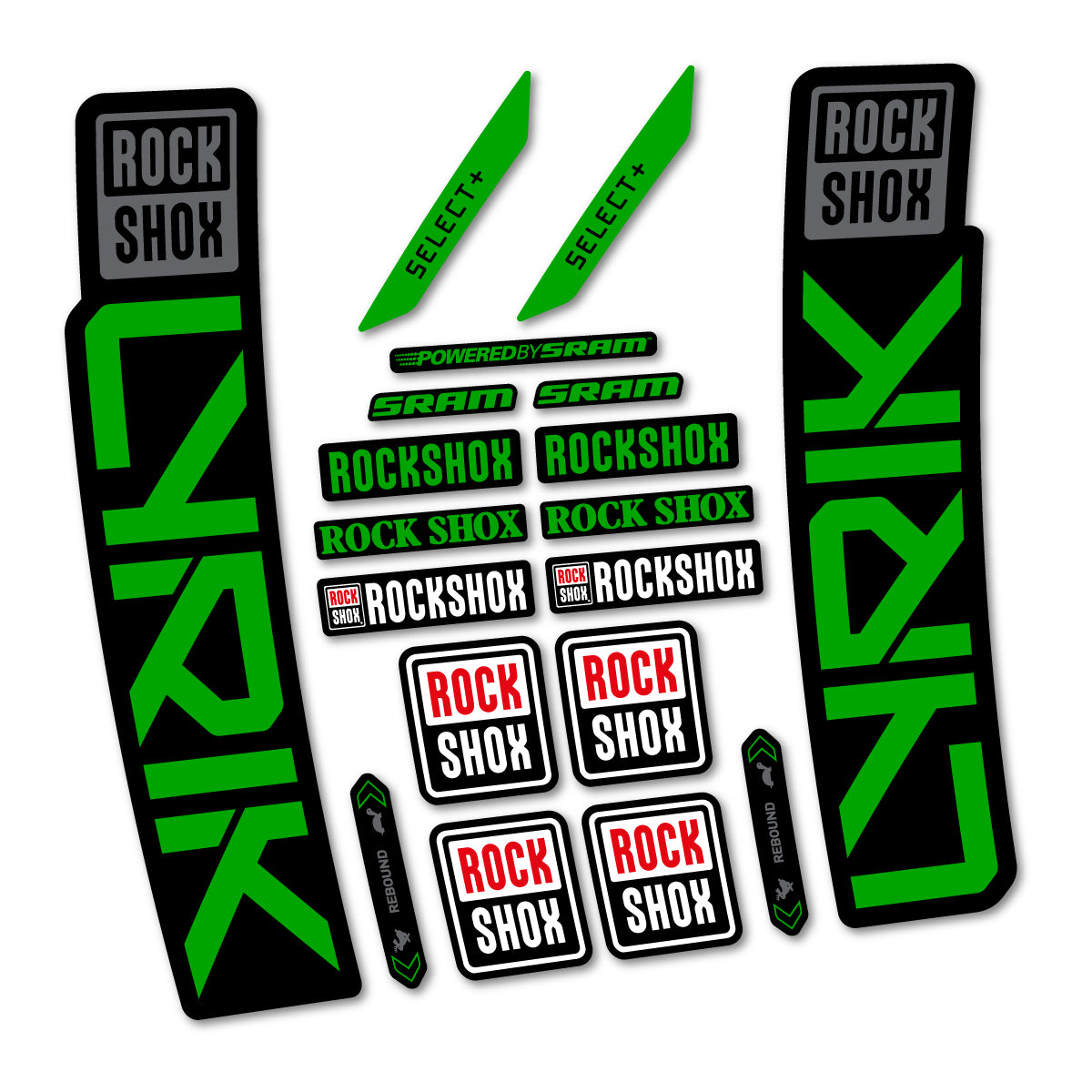 Stickers for RockShox Lyrik Select 2027, Fork vinyl decals - Green